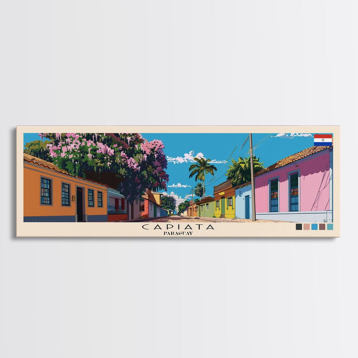 Capiata, Paraguay Panoramic Canvas Print, Capiata, Paraguay Painting, Paraguay Art, Capiata Travel Poster, Travel Art, Guest Room Painting