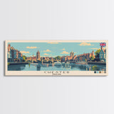 Chester, England Panoramic Canvas Print, Chester, England Painting, England Art, Chester Travel Poster, Travel Art, Living Room Painting