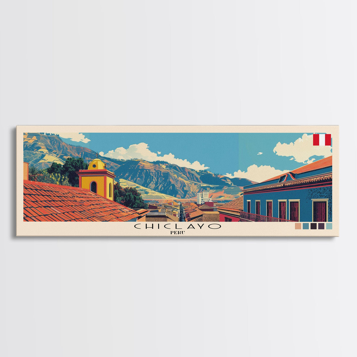 Chiclayo, Peru Panoramic Canvas Print, Chiclayo, Peru Painting, Peru Art, Chiclayo Travel Poster, Travel Art, Guest Room Painting