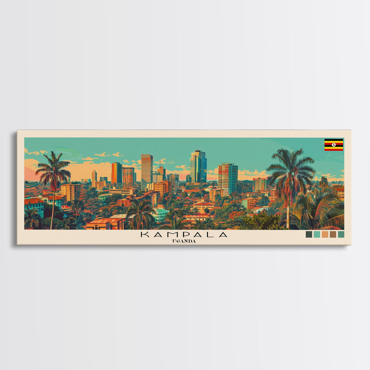 Kampala, Uganda Panoramic Canvas Print, Kampala, Uganda Painting, Uganda Art, Kampala Travel Poster, Travel Art, Living Room Painting
