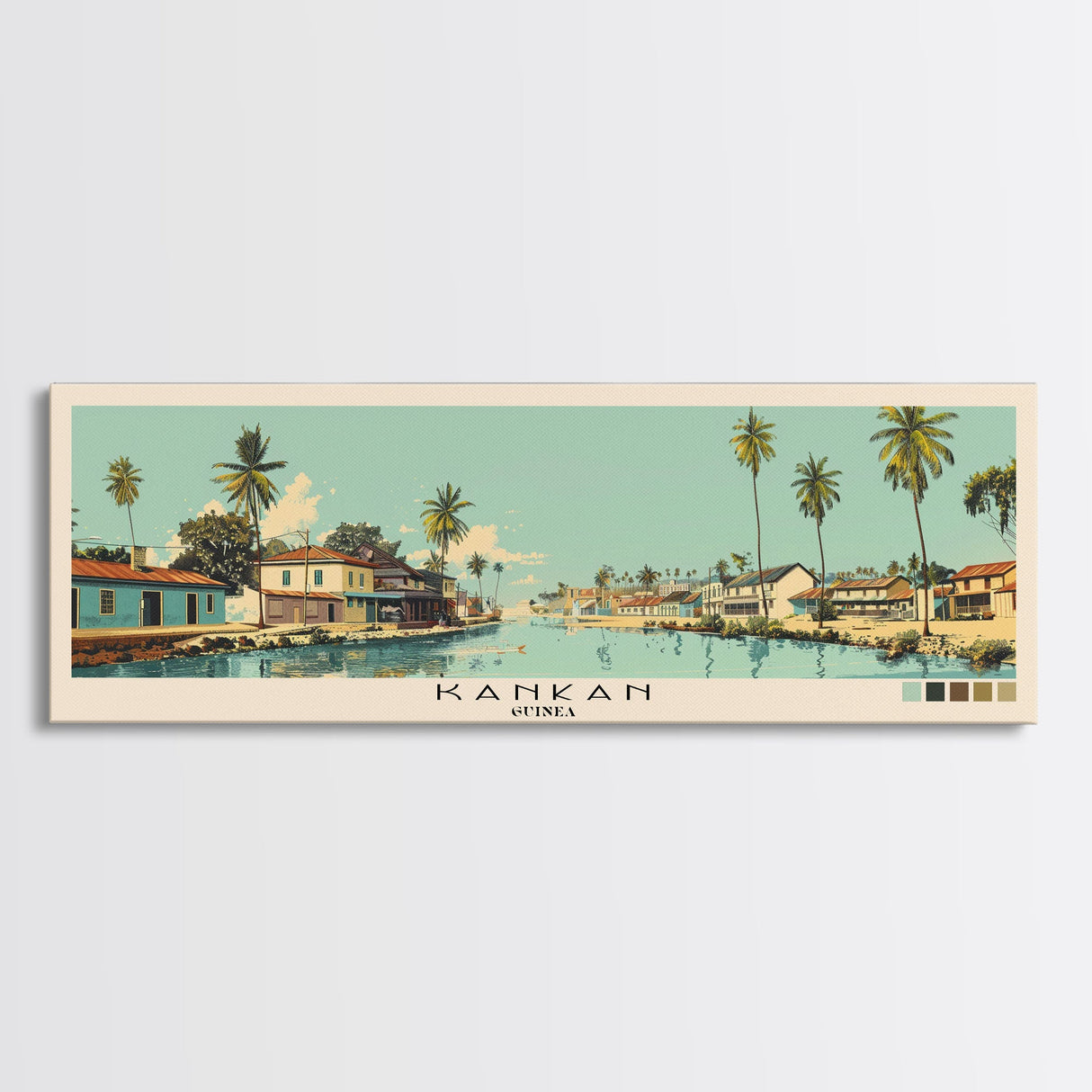 Kankan, Guinea Panoramic Canvas Print, Kankan, Guinea Painting, Guinea Art, Kankan Travel Poster, Travel Art, Guest Room Painting