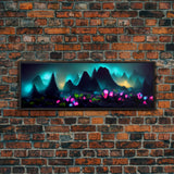 Luminescent trail in the forest, fantasy art, RPG concept art, canvas print, tiny worlds, glowing mushrooms out of focus, miniature worlds