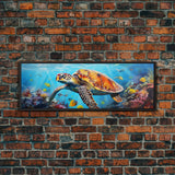 Sea Turtle Framed Canvas Print, Beautiful Sea Turtle Wall Art, Sea Turtle Print, Nursery Decor, Nursery Wall Art