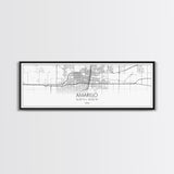 Panoramic Amarillo City Map, Texas Art, Map Print, Minimalist Wall Art, Canvas Art, Housewarming Gift, Street Map Art, Closing Gift