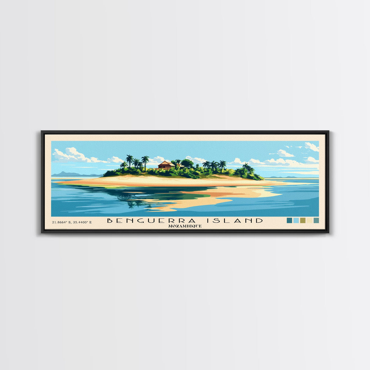 Benguerra Island, Mozambique Panoramic Print, Vacation Gift, Mozambique Wall Art, Beach Painting, Beach Decor, Large Wall Art, Wood Frame Art