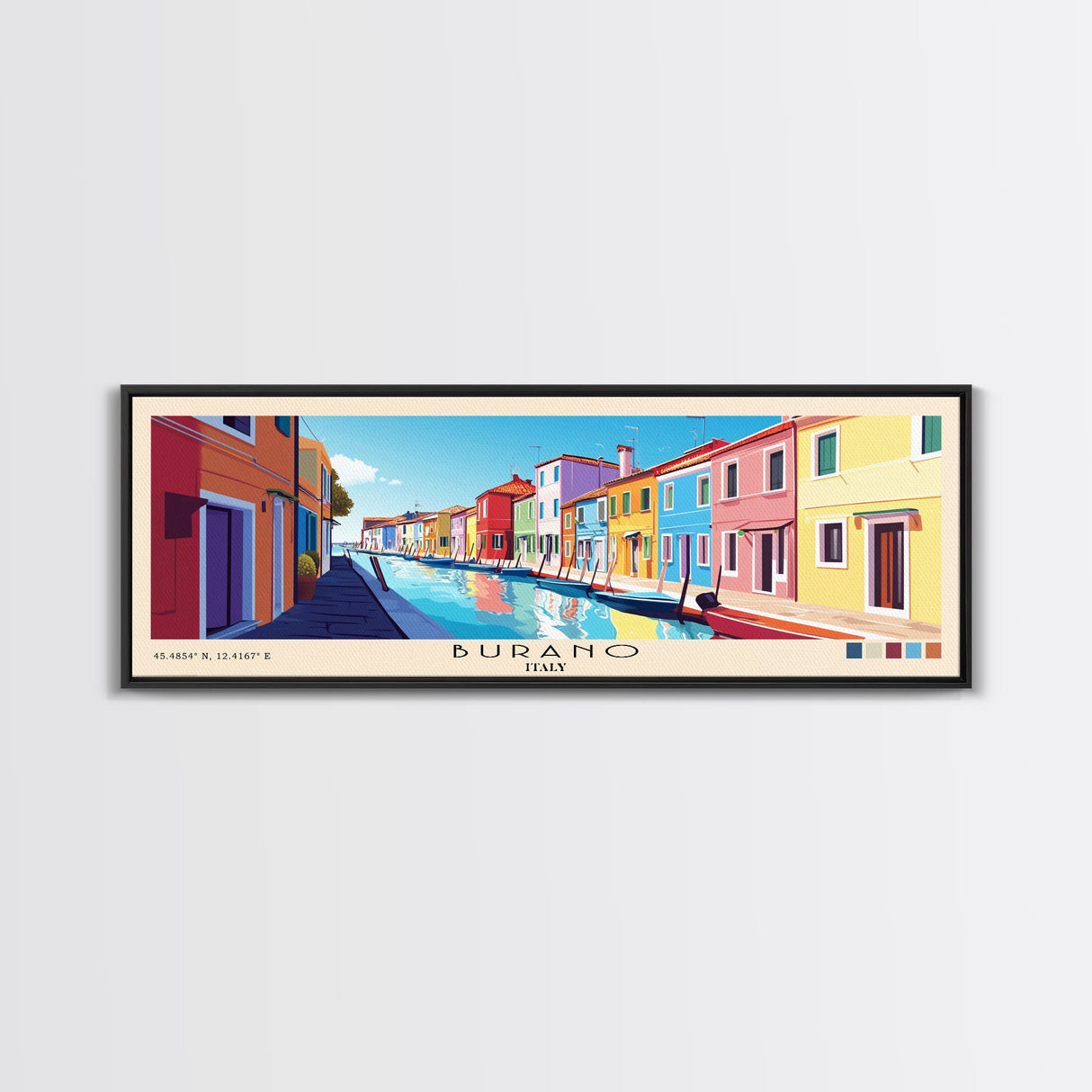 Burano, Italy Panoramic Print, Vacation Gift, Italy Wall Art, Beach Painting, Beach Decor, Beach Or Lakehouse Art