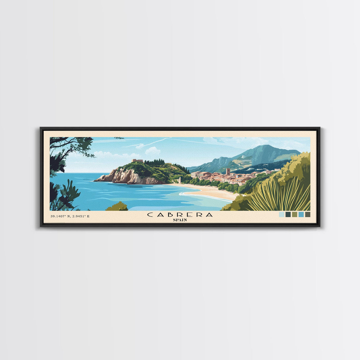 Cabrera, Spain Panoramic Beach Print, Vacation Gift, Spain Wall Art, Beach Painting, Beach Decor, Beach Painting