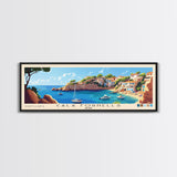 Cala Fornells, Spain Panoramic Beach Print, Vacation Gift, Spain Wall Art, Framed Canvas Print, Framed Beach Painting