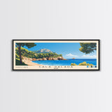 Cala Salada, Spain Panoramic Beach Print, Vacation Gift, Spain Wall Art, Beach Painting, Beach Decor, Beach Painting