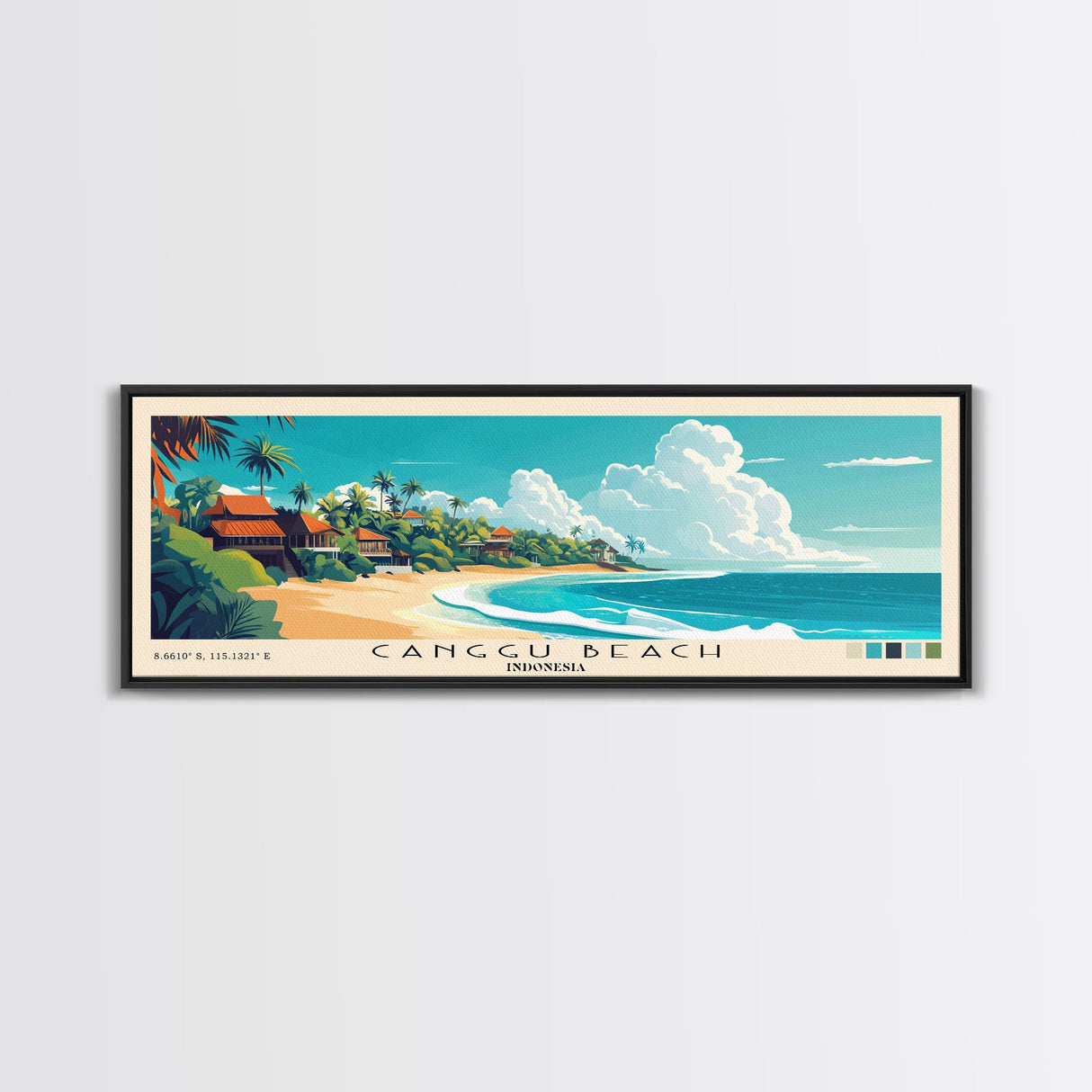 Canggu Beach, Indonesia Panoramic Print, Vacation Gift, Indonesia Wall Art, Beach Painting, Beach Decor, Beach Or Lakehouse Art
