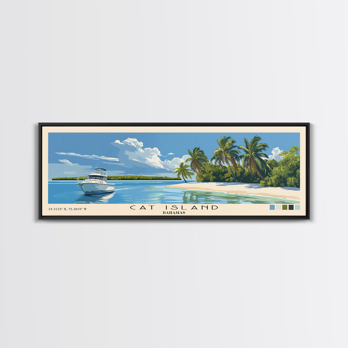Cat Island, Bahamas Panoramic Beach Print, Vacation Gift, Bahamas Wall Art, Beach Painting, Beach Decor, Beach Painting