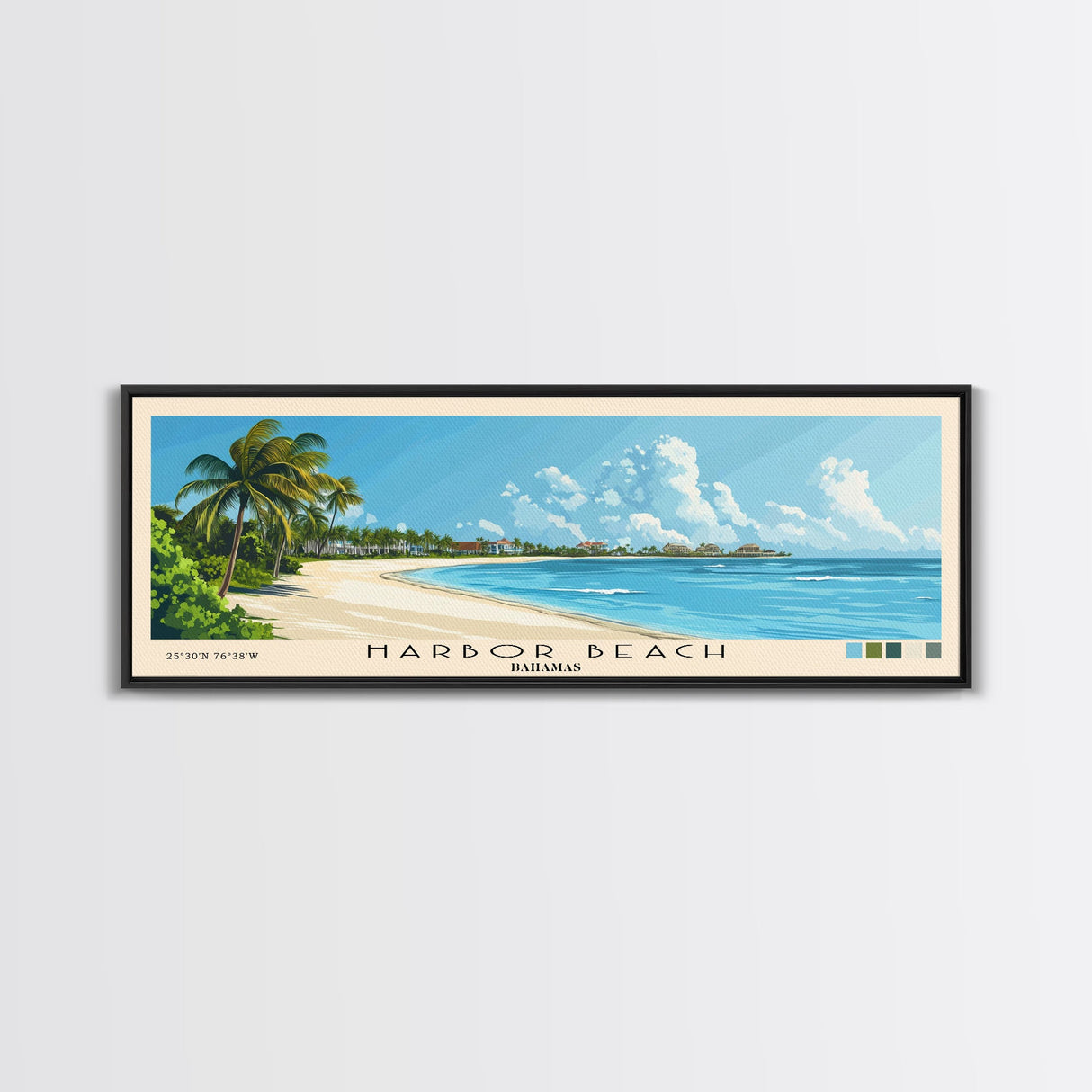 Harbor Beach, Bahamas Panoramic Print, Vacation Gift, Bahamas Wall Art, Beach Painting, Beach Decor, Beach Or Lakehouse Art