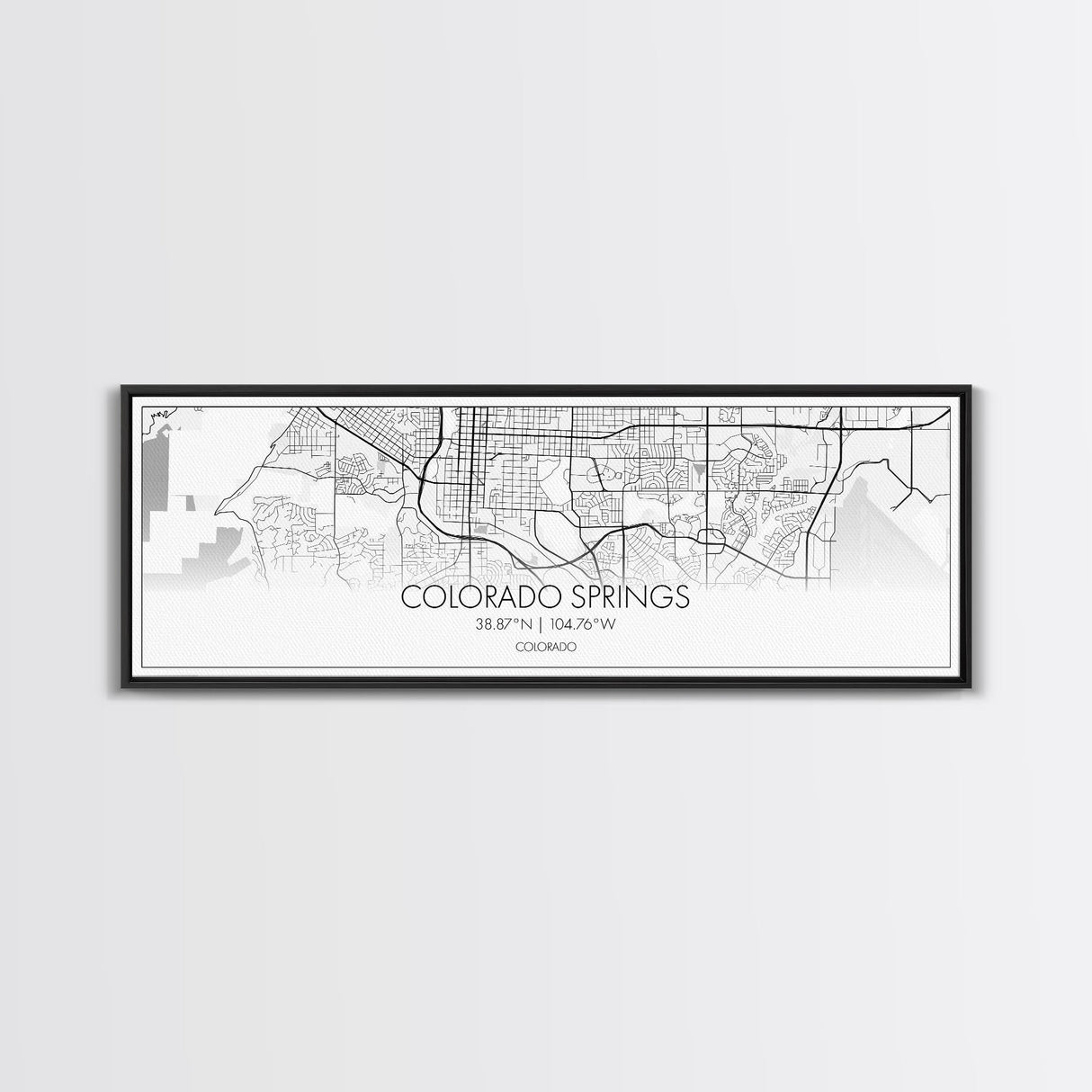 Panoramic Colorado Springs City Map, Colorado Art, Map Print, Minimalist Wall Art, Canvas Art, Housewarming Gift, Street Map, Closing Gift