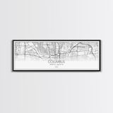 Panoramic Columbus City Map, Ohio Art, Map Print, Minimalist Wall Art, Canvas Art, Housewarming Gift, Street Map Art, Closing Gift
