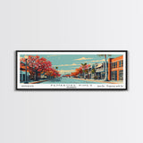 Pembroke Pines Florida Panoramic Wall Art, Mid Century Modern Framed Canvas Print, Retro Pop Art Travel Poster, Office Decor, Living Room Art
