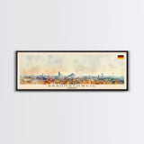 Braunschweig Germany Travel Art, City Art, Framed Canvas Print or Metal Wall Art, Europe Travel Poster, Panoramic Wall Art, Extra Wide Wall Art