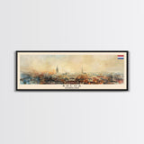 Breda Netherlands Panoramic Travel Poster, Framed Canvas Print or Metal Wall Art, Travel Art, Home Decor, Panoramic Painting, Midcentury Art