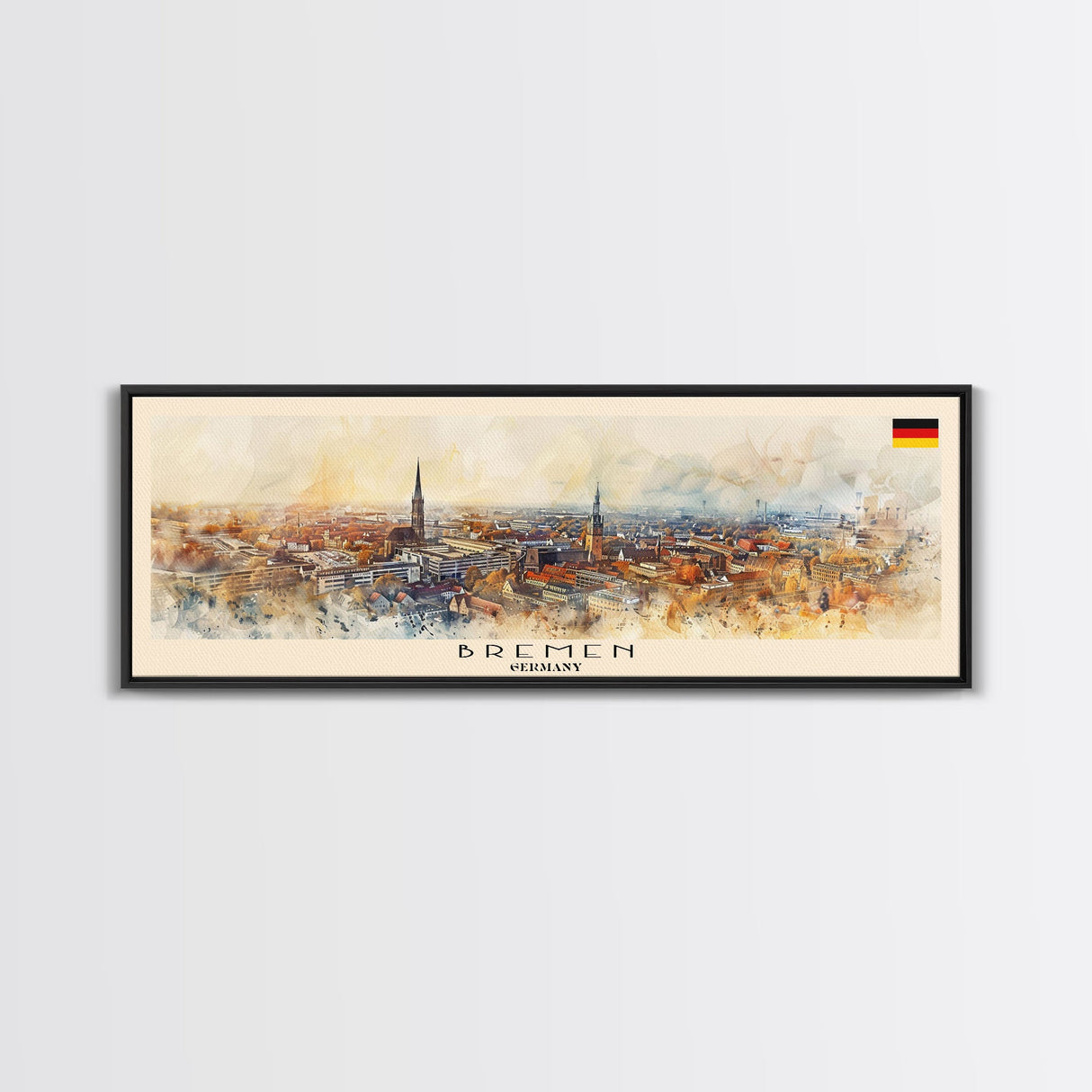 Bremen Germany Wall Art, Panoramic Travel Poster, Panoramic Framed Canvas Print, City Wall Art, Wall Hanging Home Decor, Travel Art