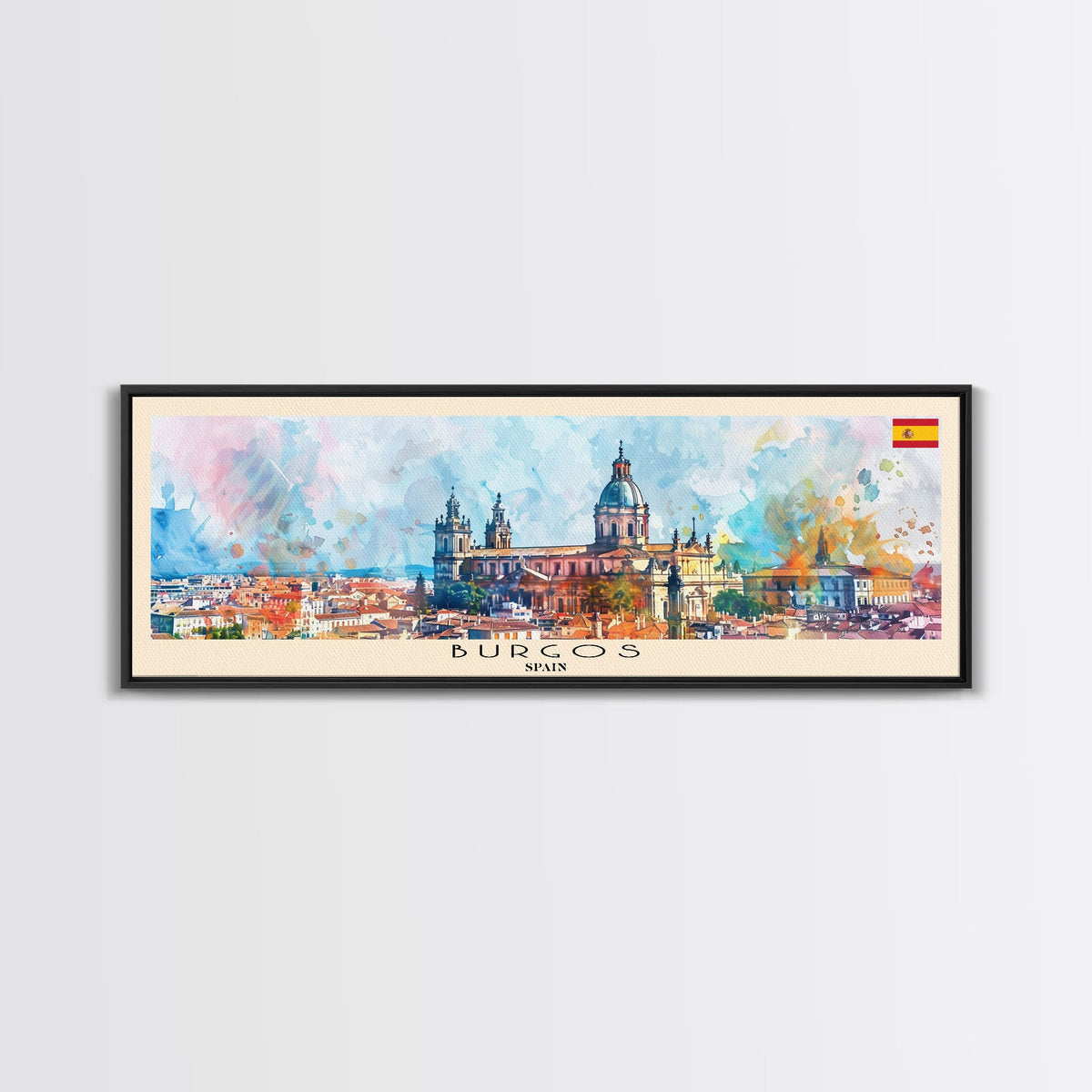 Burgos Spain Wall Art, Panoramic Travel Poster, Panoramic Framed Canvas Print, City Wall Art, Wall Hanging Home Decor, Travel Art