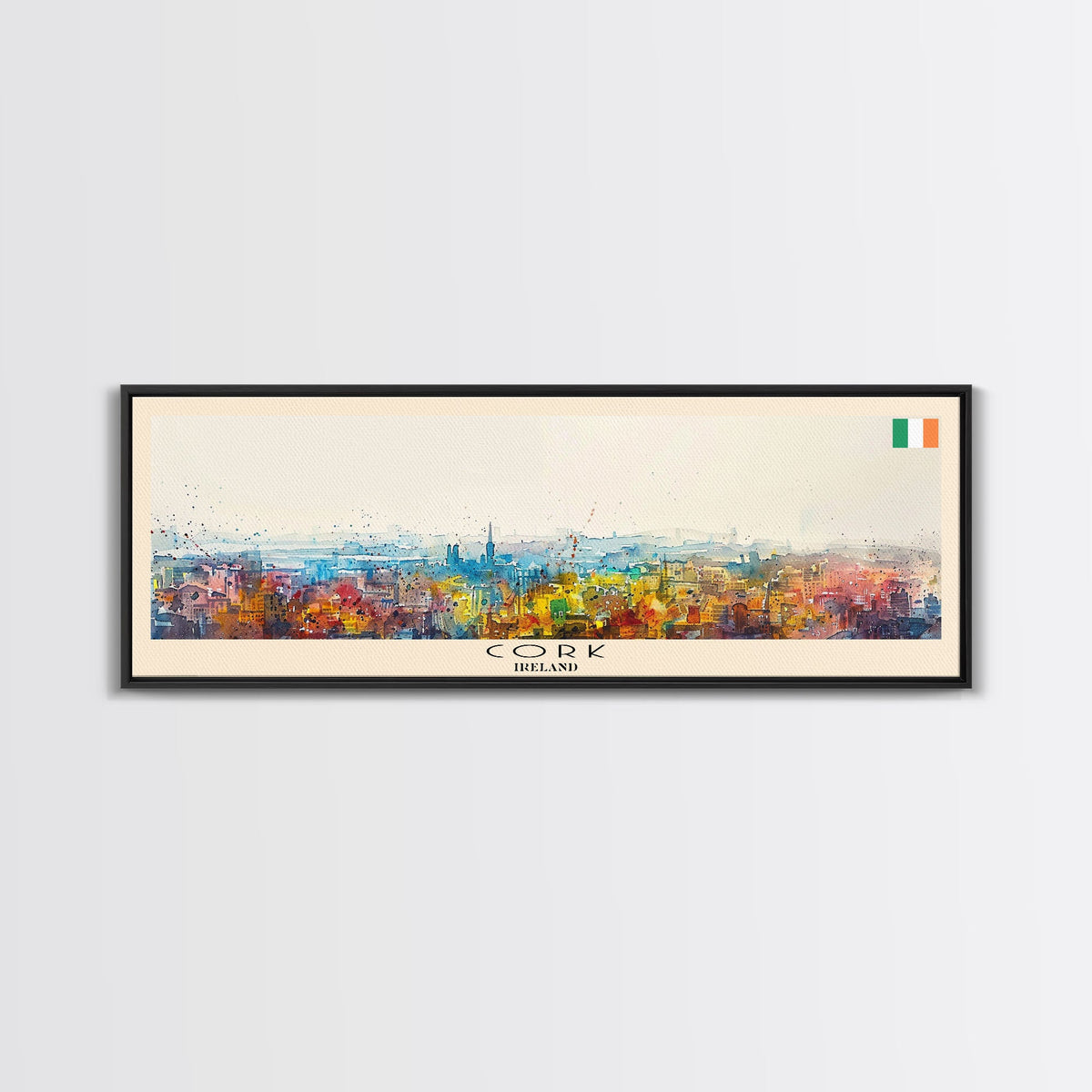 Cork Ireland Panoramic Travel Poster, Framed Canvas Print or Metal Wall Art, Travel Art, Home Decor, Panoramic Painting, Midcentury Art