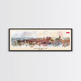 Gdansk Poland Travel Print Wall Art, Panoramic City Art, Travel Art, Wall Decor, Vacation Gift, Framed Canvas Print Or Metal Art