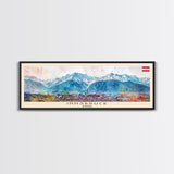 Innsbruck Austria Panoramic Travel Poster, Framed Canvas Print or Metal Wall Art, Travel Art, Home Decor, Panoramic Painting, Midcentury Art