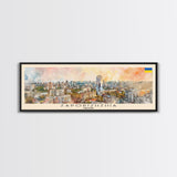 Zaporizhzhia Ukraine Panoramic Travel Poster, Framed Canvas Print or Metal Wall Art, Travel Art, Home Decor, Panoramic Painting, Midcentury Art