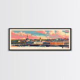 Kazan Russia Panoramic Travel Poster, Framed Canvas Print or Metal Wall Art, Travel Art, Home Decor, Panoramic Painting, Midcentury Art