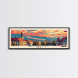 Kecskemet Hungary Wall Art, Panoramic Travel Poster, Panoramic Framed Canvas Print, City Wall Art, Wall Hanging Home Decor, Travel Art