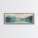Belews Lake North Carolina Panoramic Framed Canvas Print, Lake House Decor, Scenic View, Travel Poster, Minimalist Art, Home Decor