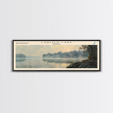 Carlyle Lake Illinois Framed Canvas Print, Lake House Decor, Panoramic Wall Art, Travel Poster, Rustic Lake Painting, Nature Art