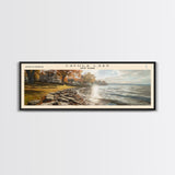 Cayuga Lake New York Framed Canvas Print, Lake House Art, Panoramic Travel Poster, Wide Wall Art, Modern Lake Painting, Home Decor