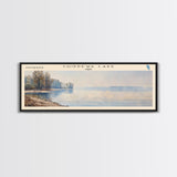 Chippewa Lake Ohio Framed Canvas Print, Lake House Decor, Panoramic Wide Art, Travel Poster, Modern Lake Painting, Nature Art
