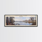 Choctaw Lake Mississippi Framed Canvas Print, Lake House Art, Panoramic Wide Wall Art, Travel Poster, Rustic Lake Painting, Home Decor