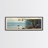 Clopper Lake Maryland Framed Canvas Print, Lake House Art, Panoramic Wide Art, Travel Poster, Minimalist Lake Painting, Home Decor