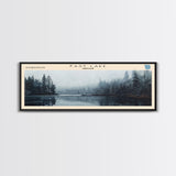 East Lake Oregon Framed Canvas Print, Panoramic Lake House Decor, Wall Art, Travel Poster, Rustic Lake Painting, Home Decor