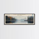 Lac La Plonge Lake Billy Chinook Oregon Framed Canvas Print, Panoramic Lake House Decor, Wall Art, Travel Poster, Scenic Lake Painting, Home Decor