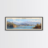 Lake Berryessa California Framed Canvas Print, Panoramic Lake House Decor, Wall Art, Travel Poster, Serene Lake Painting, Home Decor
