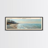 Lake Michigan Framed Canvas Print, Lake House Decor, Panoramic Wall Art, Travel Poster, Beautiful Landscape Painting, Bedroom Decor