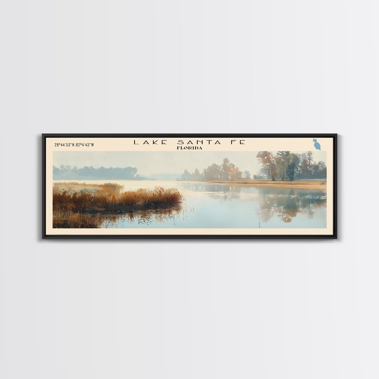 Lake Santa Fe, Boho Art, Stunning Landscape, Travel Poster Art, Wall Art, Home Decor, Nature Scene, Lake Painting, Minimalist Art, Bedroom Decor, Travel Print, Framed Canvas Print, Lake House Decor, Panoramic Print