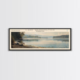 Lake Washington Framed Canvas Print, Lake House Decor, Panoramic Wall Art, Travel Poster, Scenic Landscape Painting, Bedroom Decor