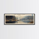 Takslesluk Lake Panoramic Wall Art, Framed Canvas Print, Lake House Decor, Travel Poster, Serene Lake Scene, Living Room Decor