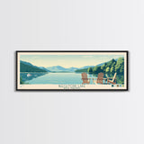 Beech Fork Lake West Virginia Framed Canvas Print, Panoramic Wall Art, Midcentury Modern, Pop Art, Travel Poster, Scenic Lake House Decor, Bedroom Art