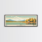 Birch Northwest Territories Framed Canvas Print, Panoramic Wall Art, Midcentury Modern, Pop Art, Travel Poster, Scenic Living Room Decor, Lake House Art