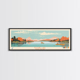 Boone Lake Rhode Island Framed Canvas Print, Panoramic Travel Poster, Midcentury Modern Wall Art, Pop Art, Nature Bedroom Decor, Scenic Lake House Art
