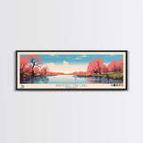 Branched Oak Lake Nebraska Framed Canvas Print, Pop Art Panoramic Travel Poster, Bedroom Decor, Midcentury Modern, Wall Art, Scenic Lake House