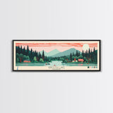 Griffith Lake Vermont2 Framed Canvas Print, Panoramic Art, Midcentury Modern, Pop Art, Bedroom Decor, Travel Poster, Artistic Decor, Home Decor