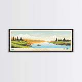 Horton Lake Northwest Territories Framed Canvas Print, Panoramic Art, Midcentury Modern, Pop Art, Living Room Decor, Travel Poster, Lake House Decor