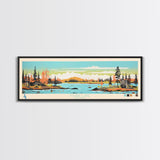 Kasba Lake Nunavut Framed Canvas Print, Panoramic Wall Art, Midcentury Modern, Pop Art, Bedroom Decor, Travel Poster, Home Decor