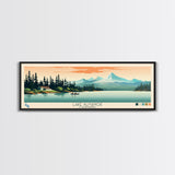Lake Almanor California Framed Canvas Print, Panoramic Art, Midcentury Modern, Pop Art, Living Room Wall Art, Travel Poster, Lake House Decor